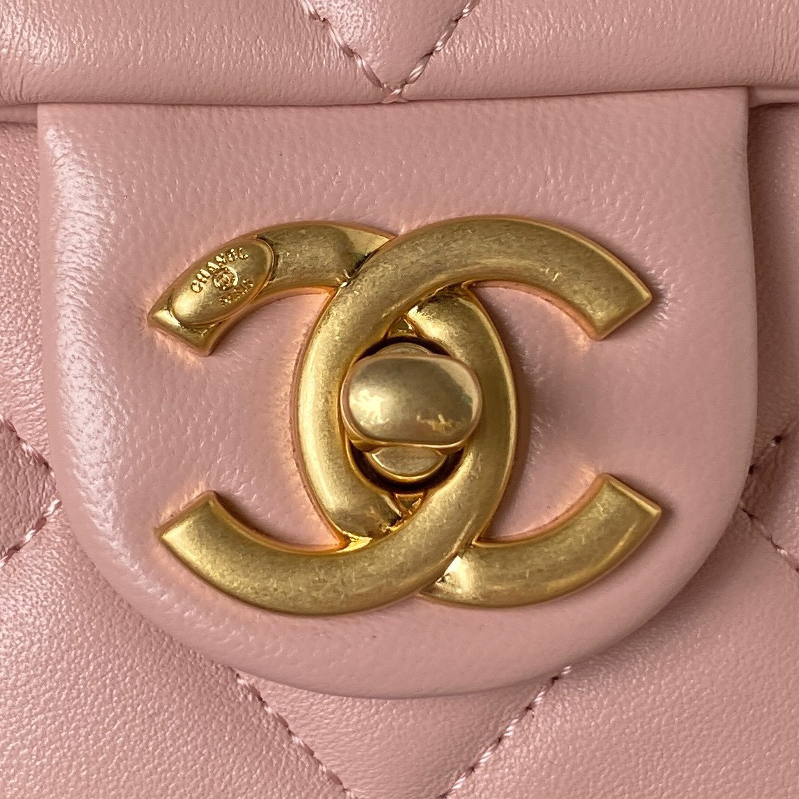 Ch*el mini flap bag pink 4.7 × 7.8 × 2.3 in