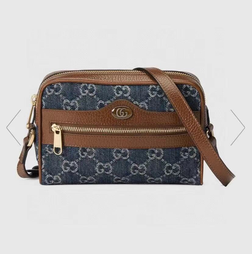 g*u*i ophidia gg mini top handle bag De*1m blue 6.8 w x 4.7 h x 2.1 d