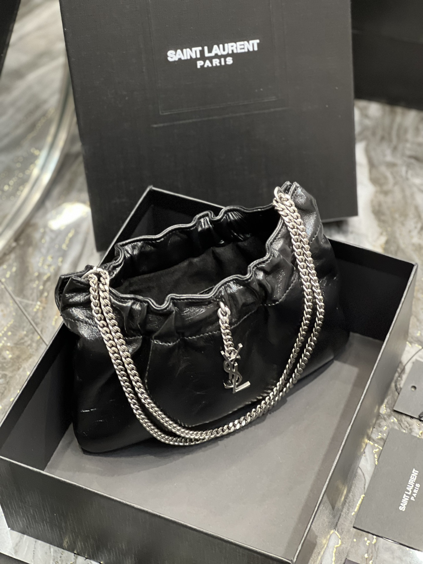 Y*L mini leather shoulder bag black 24x14x4 cm