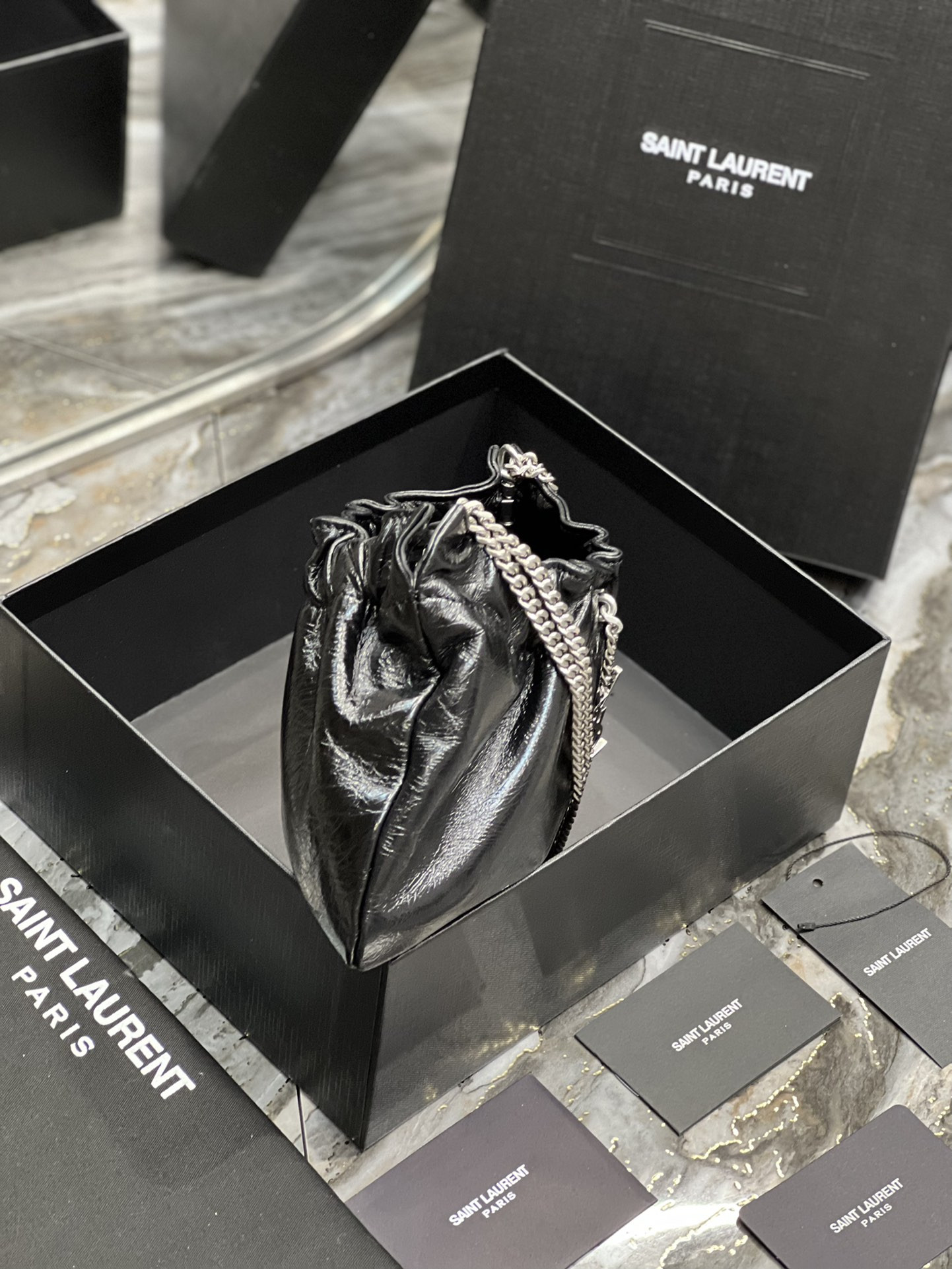 Y*L mini leather shoulder bag black 24x14x4 cm