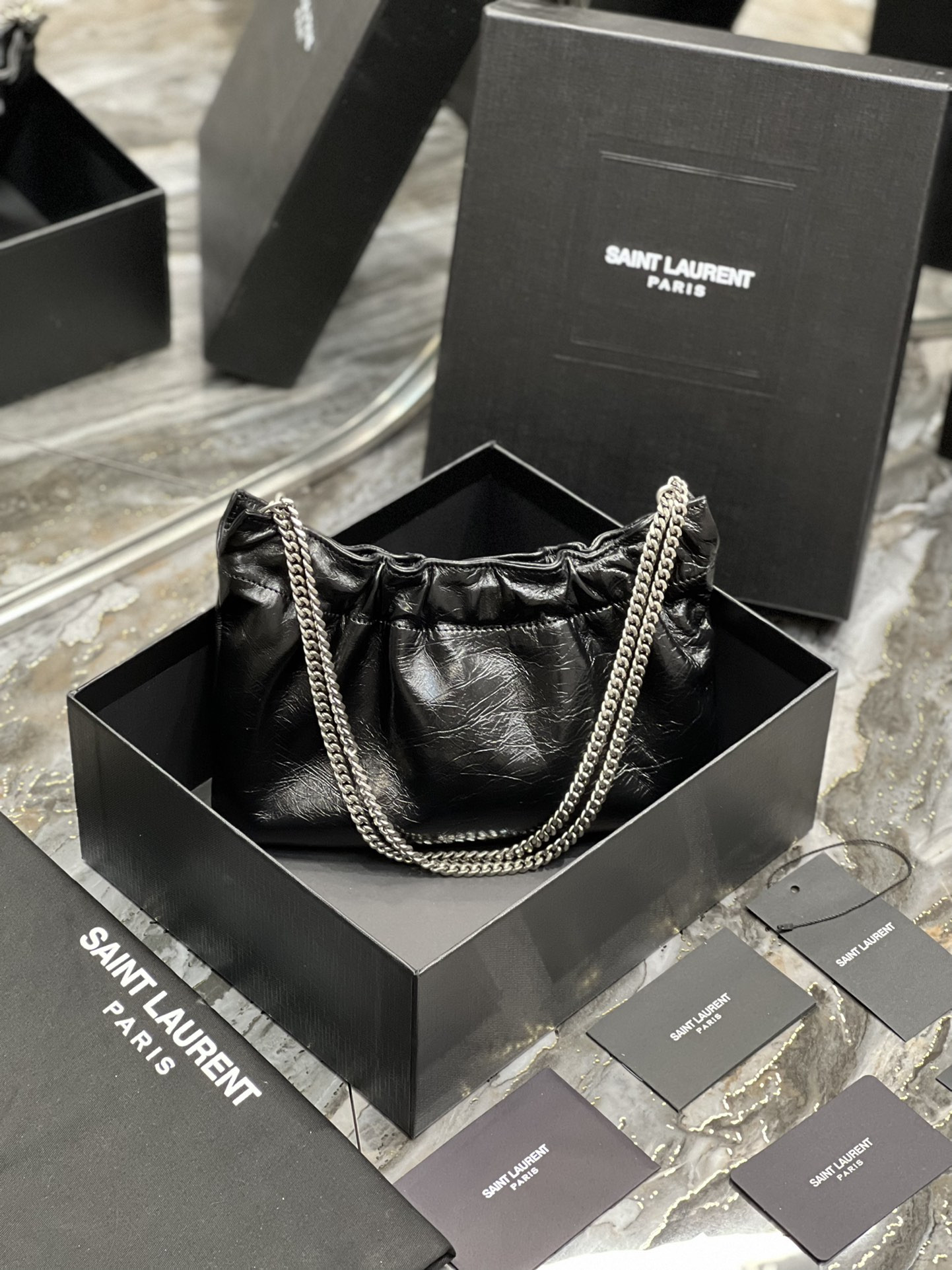 Y*L mini leather shoulder bag black 24x14x4 cm