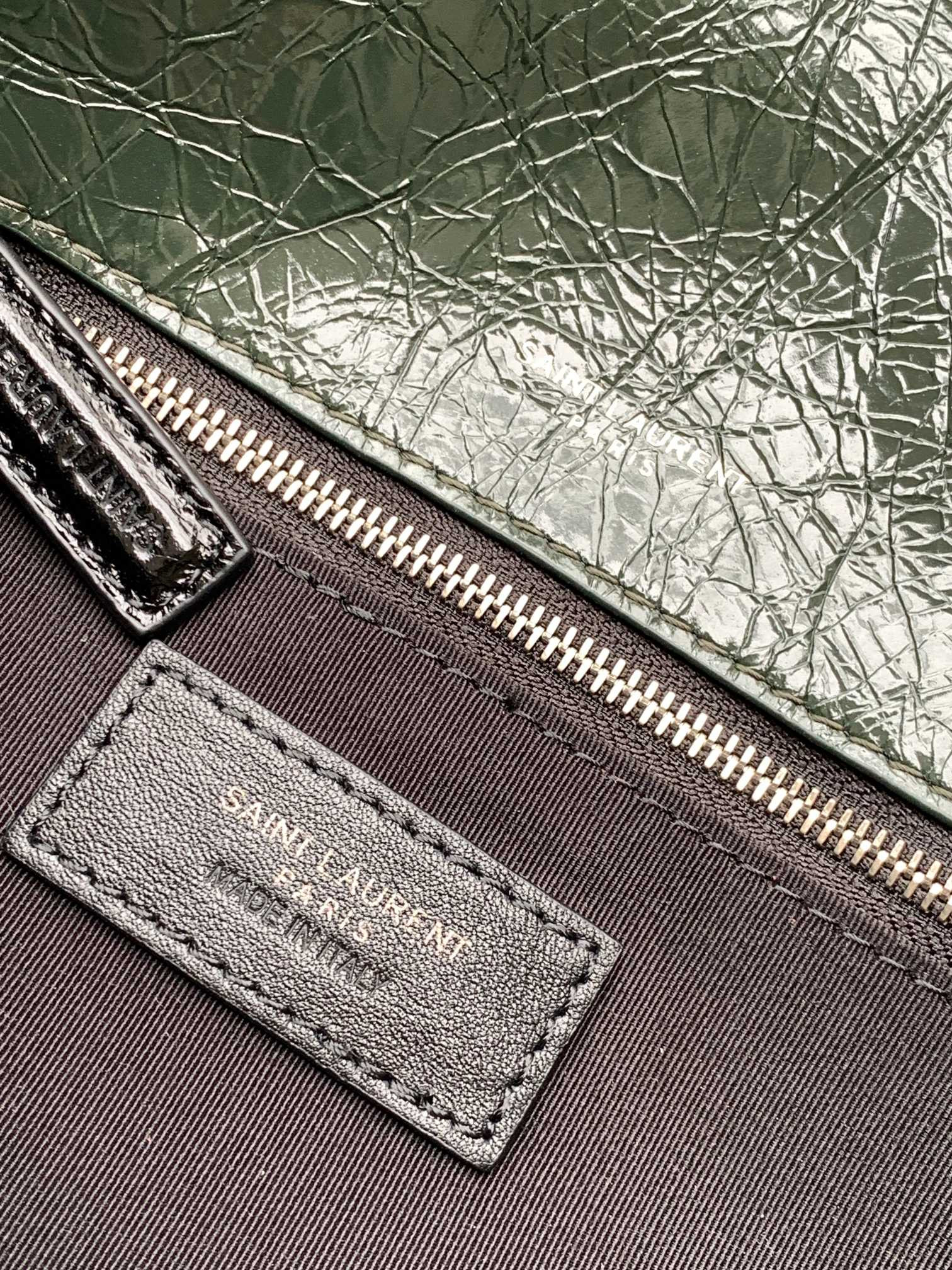 Y*L niki medium in vintage leather dark green 11 x 7.8 x 3.3 inches