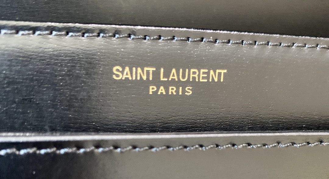 y*l solferino medium satchel in box Sa**t Lau*nt black 9.1 x 6.3 x 2.4 inches