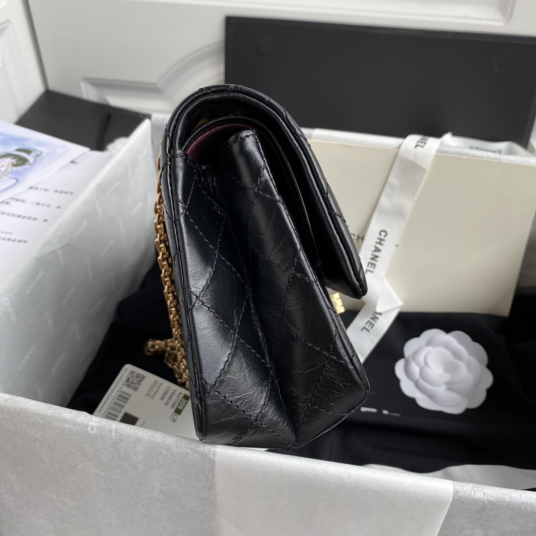 Ch*el 2.55 handbag black 6.2 × 9.4 × 2.9 in