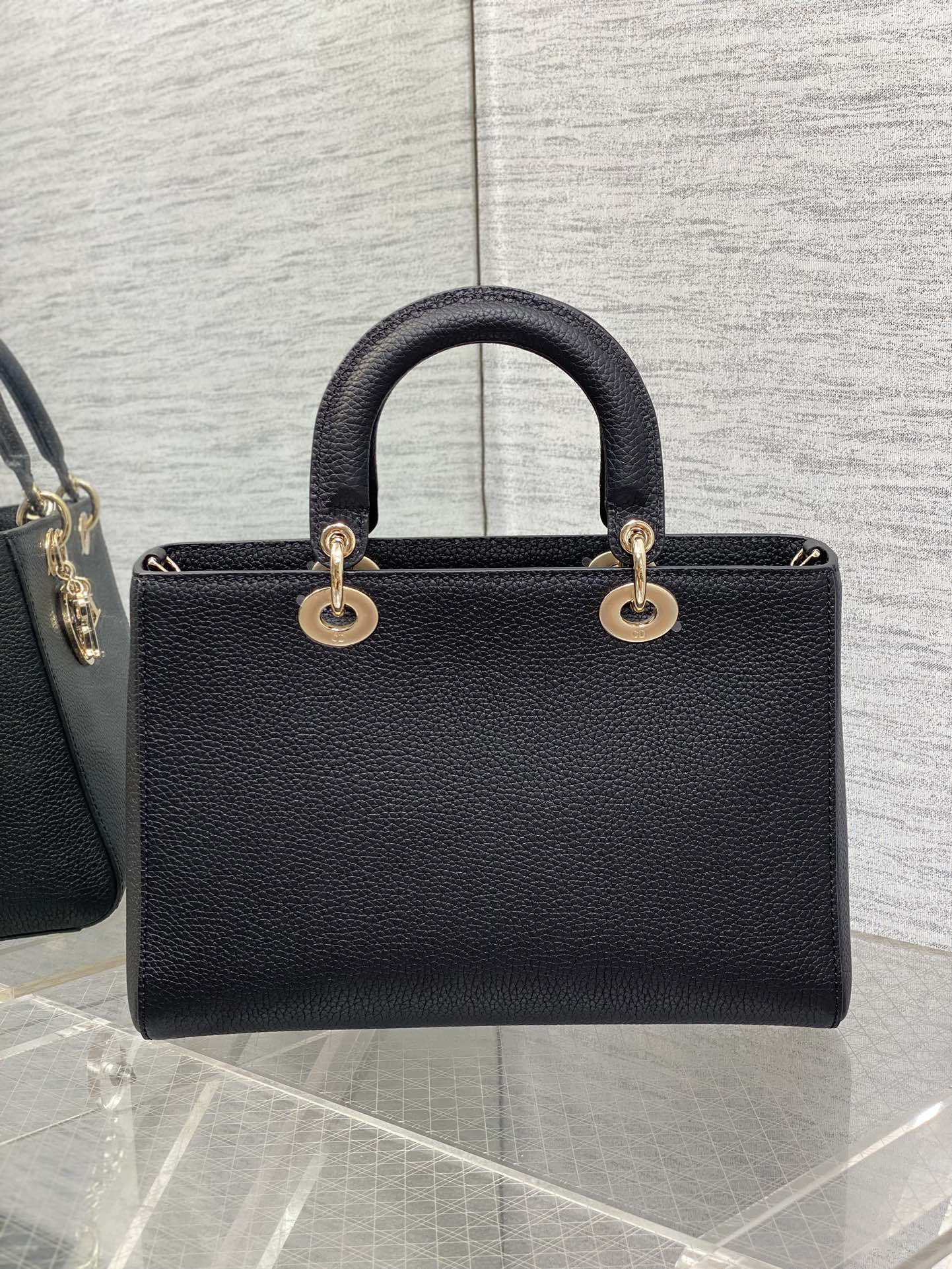 medium lady d-sire my abcD*or bag  black bull leather 12 x 8 x 5 inches