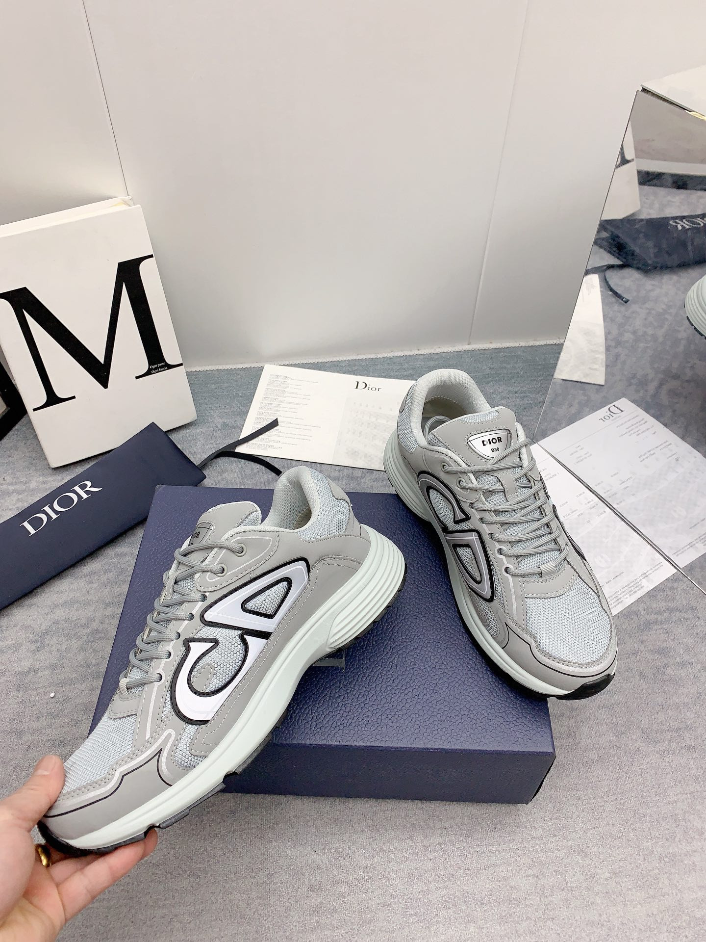 D*or b30 sneaker gray mesh and technical fabric