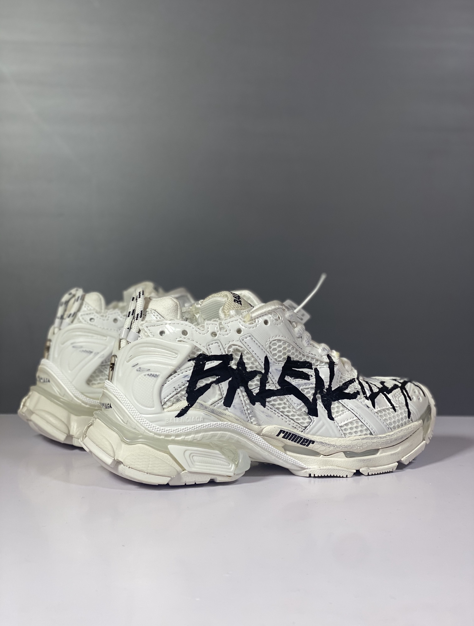 balenciga runner Gr*ffiti sneaker in white