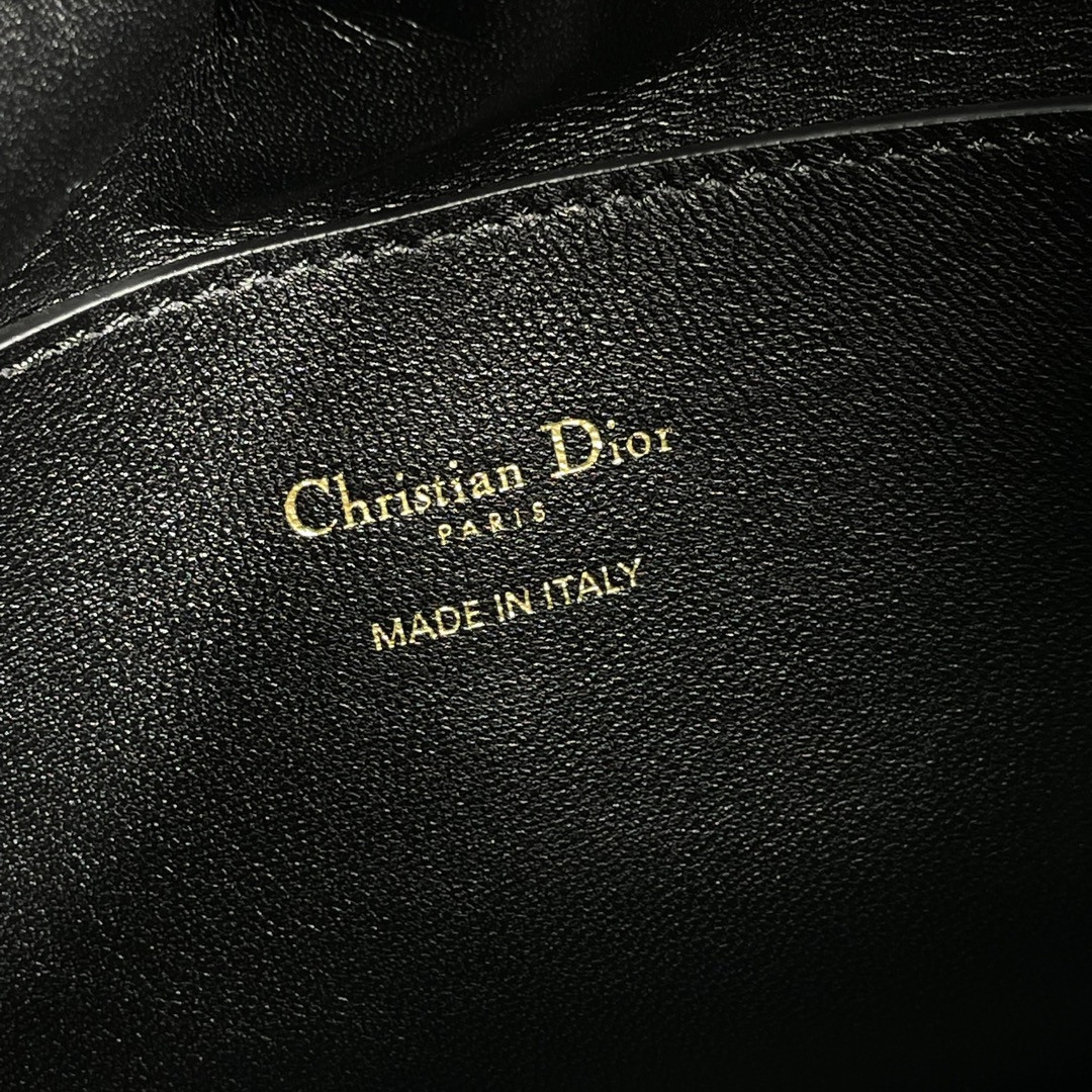 medium D*or nolita bag black macrocannage lambskin 10.5 x 10 x 2 inches