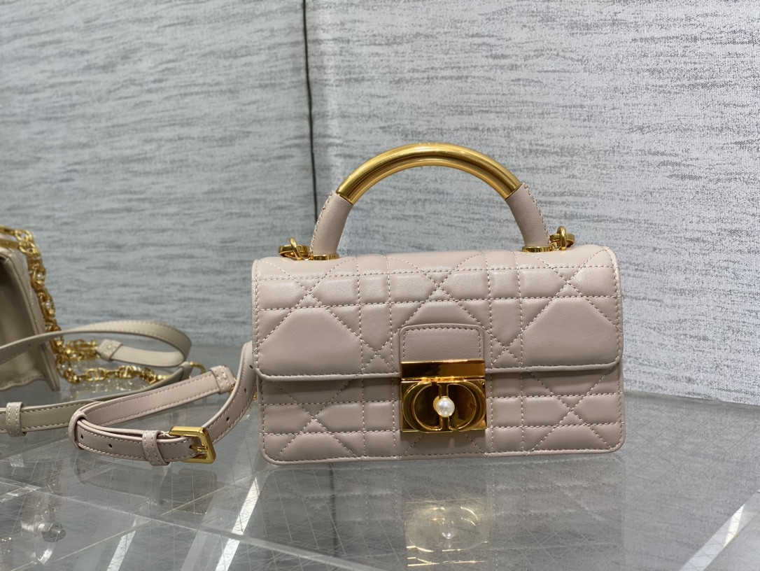 D*or small ange bag pink latte macrocannage calfskin 20 x 12 x 5 cm