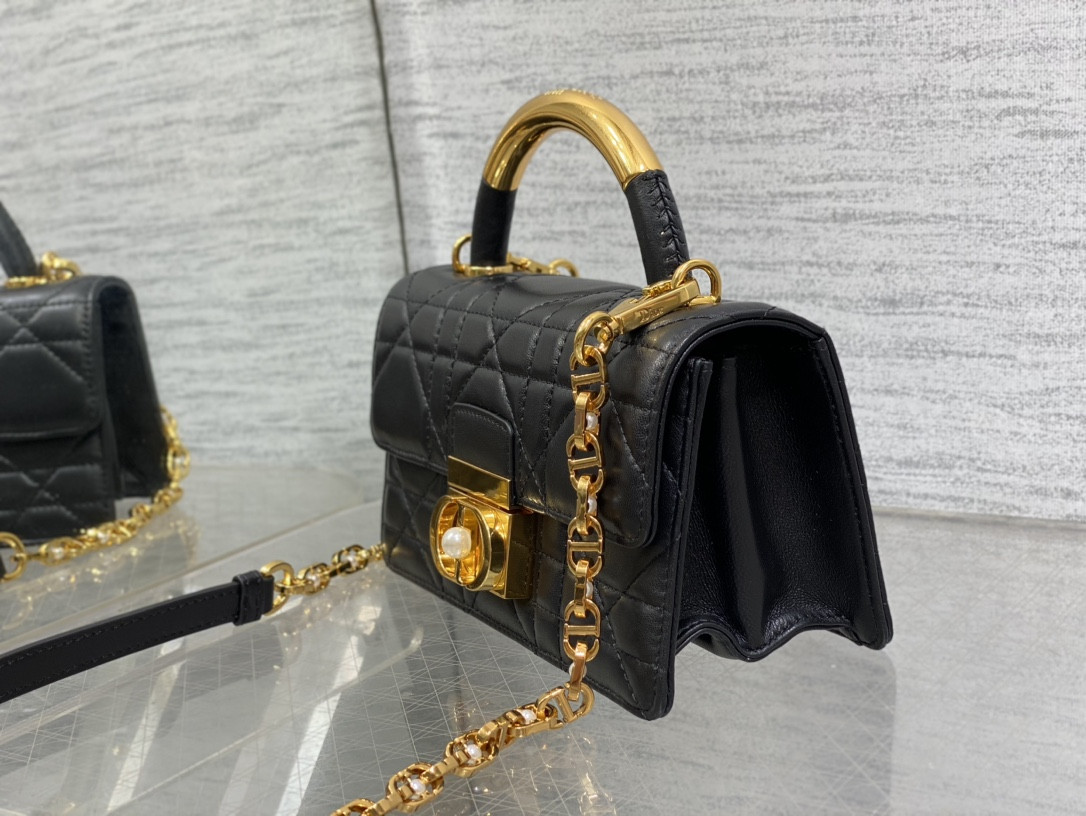 D*or small D*or ange bag black macrocannage calfskin 20 x 12 x 5 cm