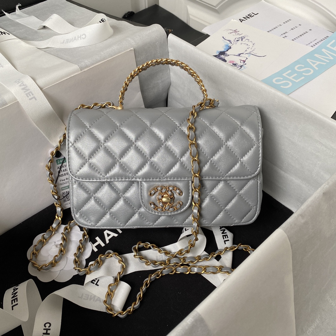 MINI FLAP BAG WITH TOP HANDLE 24C 12x20x6cm