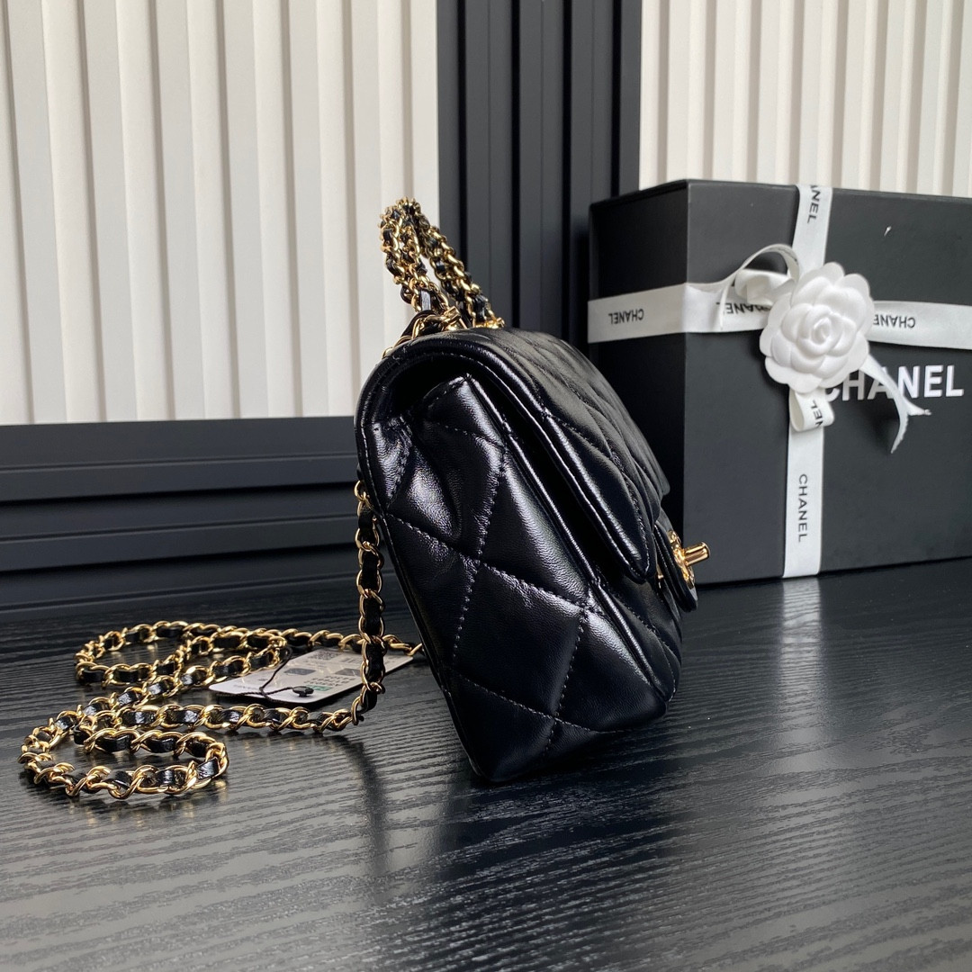 Ch*el mini flap bag with top handle 14×19×8.5cm