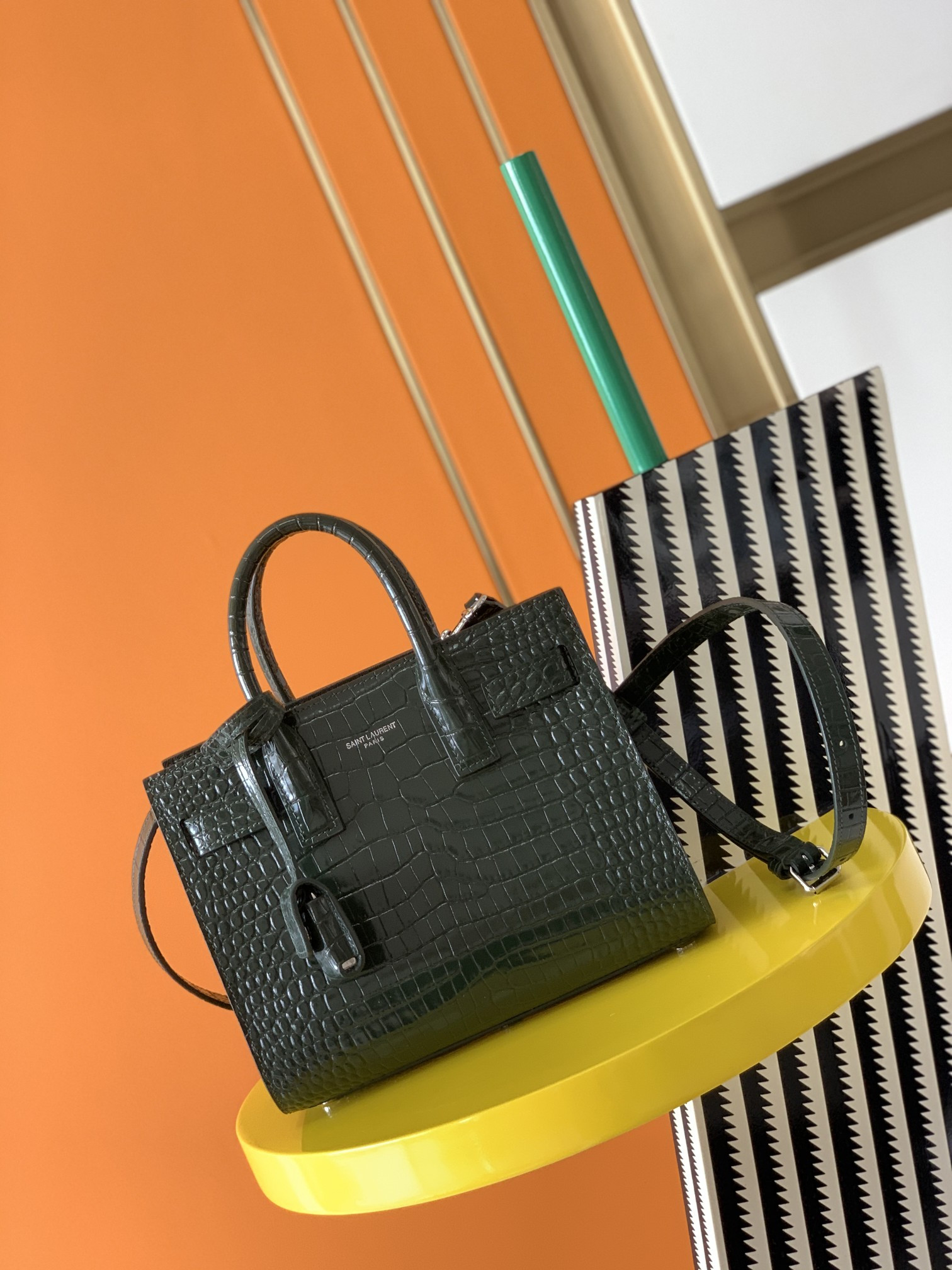 Y*L sac de jour in crocodile embossed leather - nano 22x18x10.5cm
