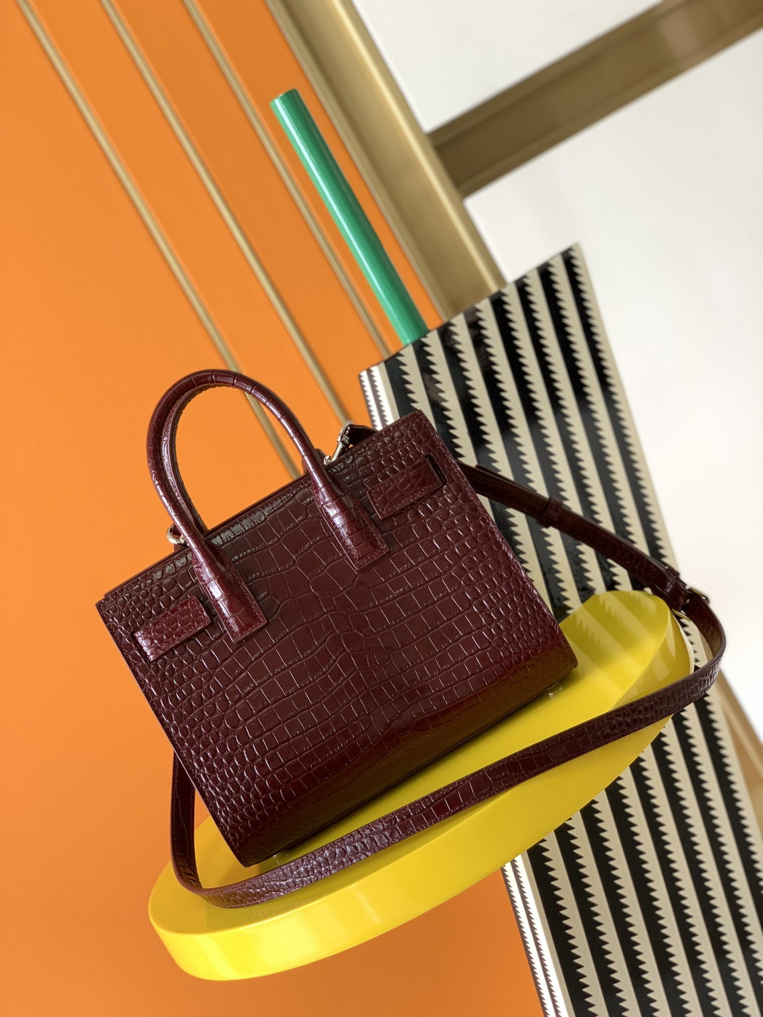 Y*L sac de jour in crocodile embossed leather - nano 22x18x10.5cm