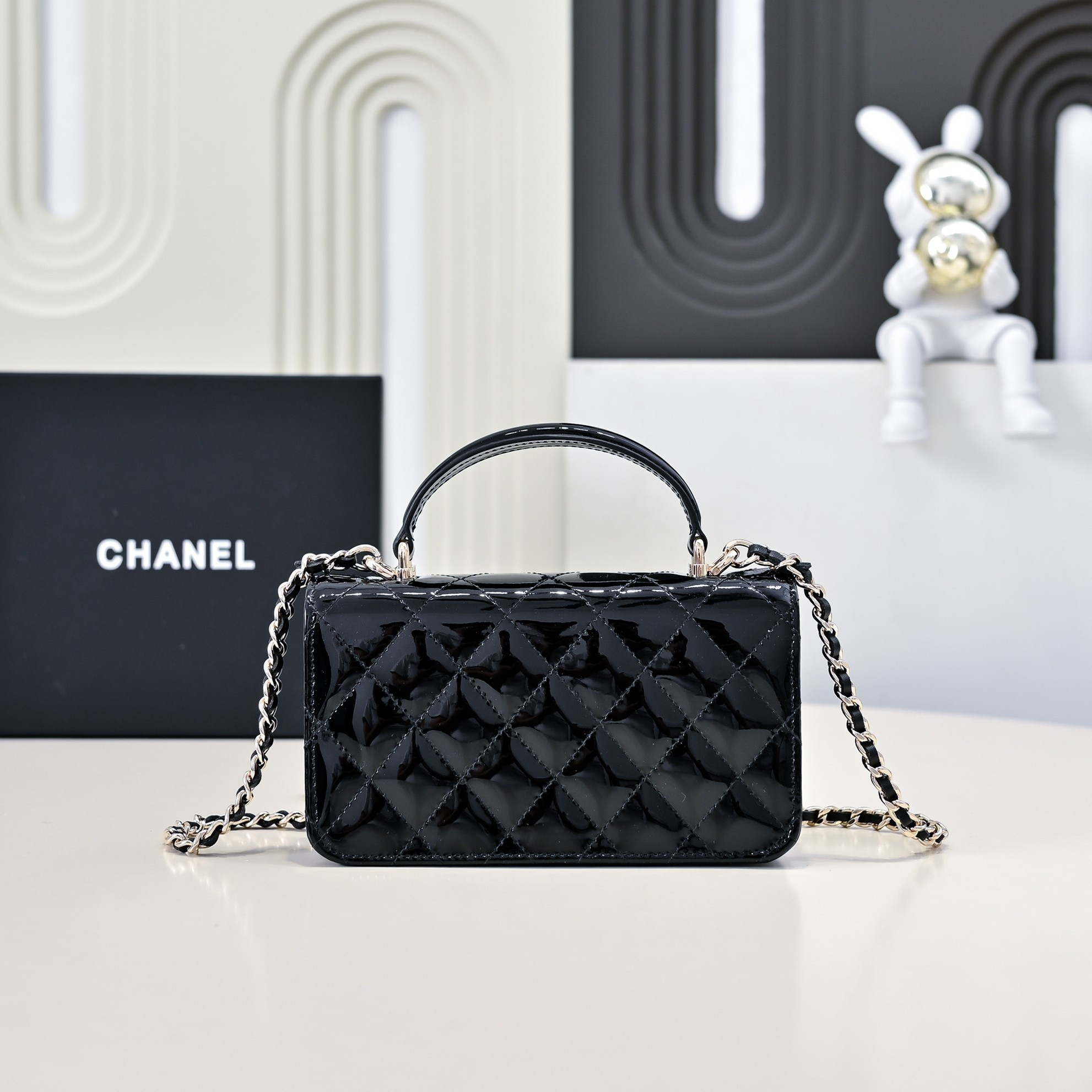 Ch*el mini classic handbag with top handle 20x12x6cm