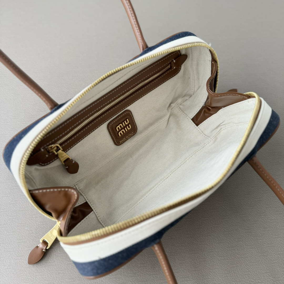 M1v M1v beau canvas and leather bag 11.5x28x8cm