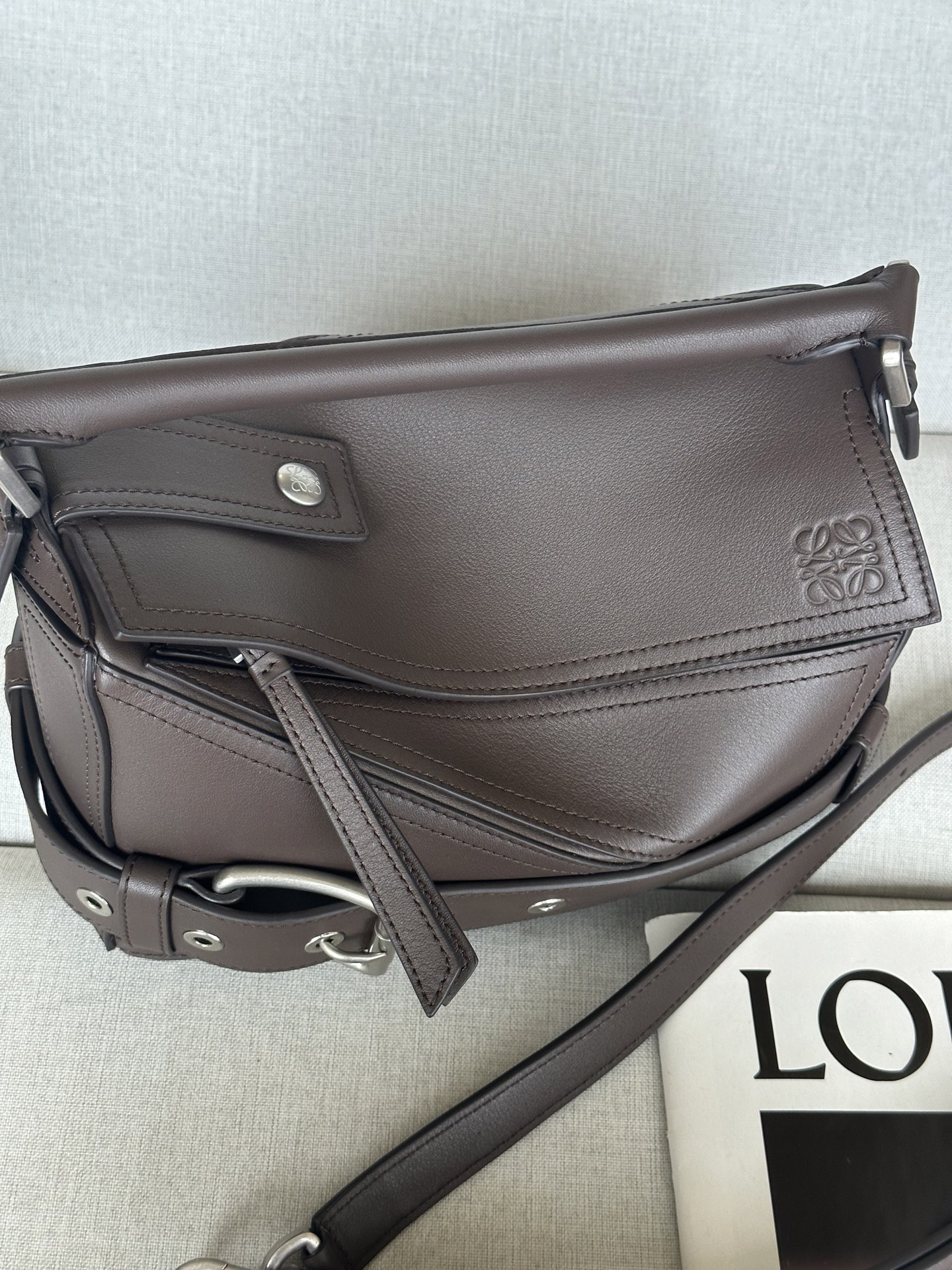 L0ew* small puzzle biker bag in shiny calfskin 16.5x24x10.5cm