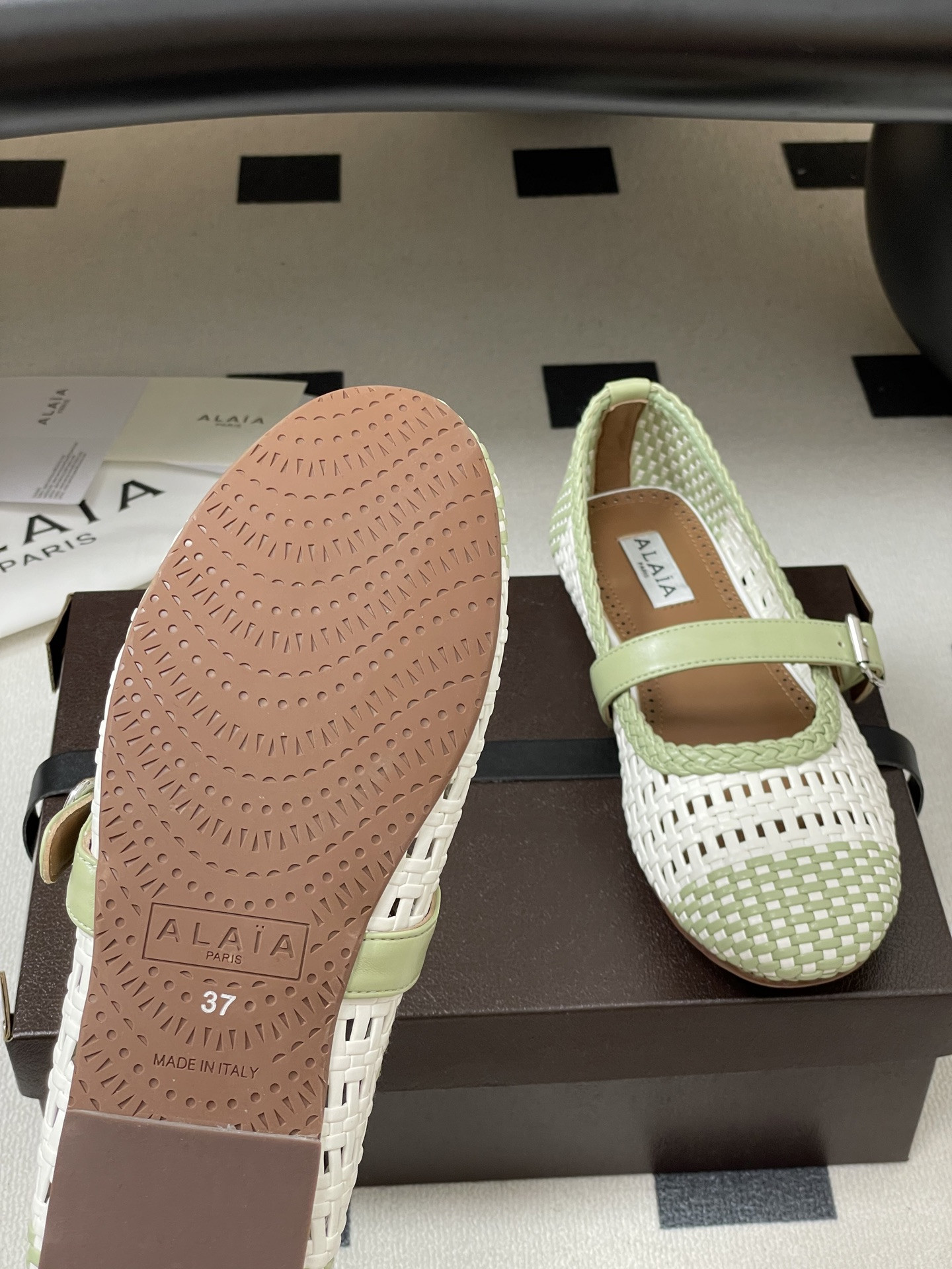 ua alaïa hollow woven mary jane flats(cusT0mized size 7-10 days production time)
