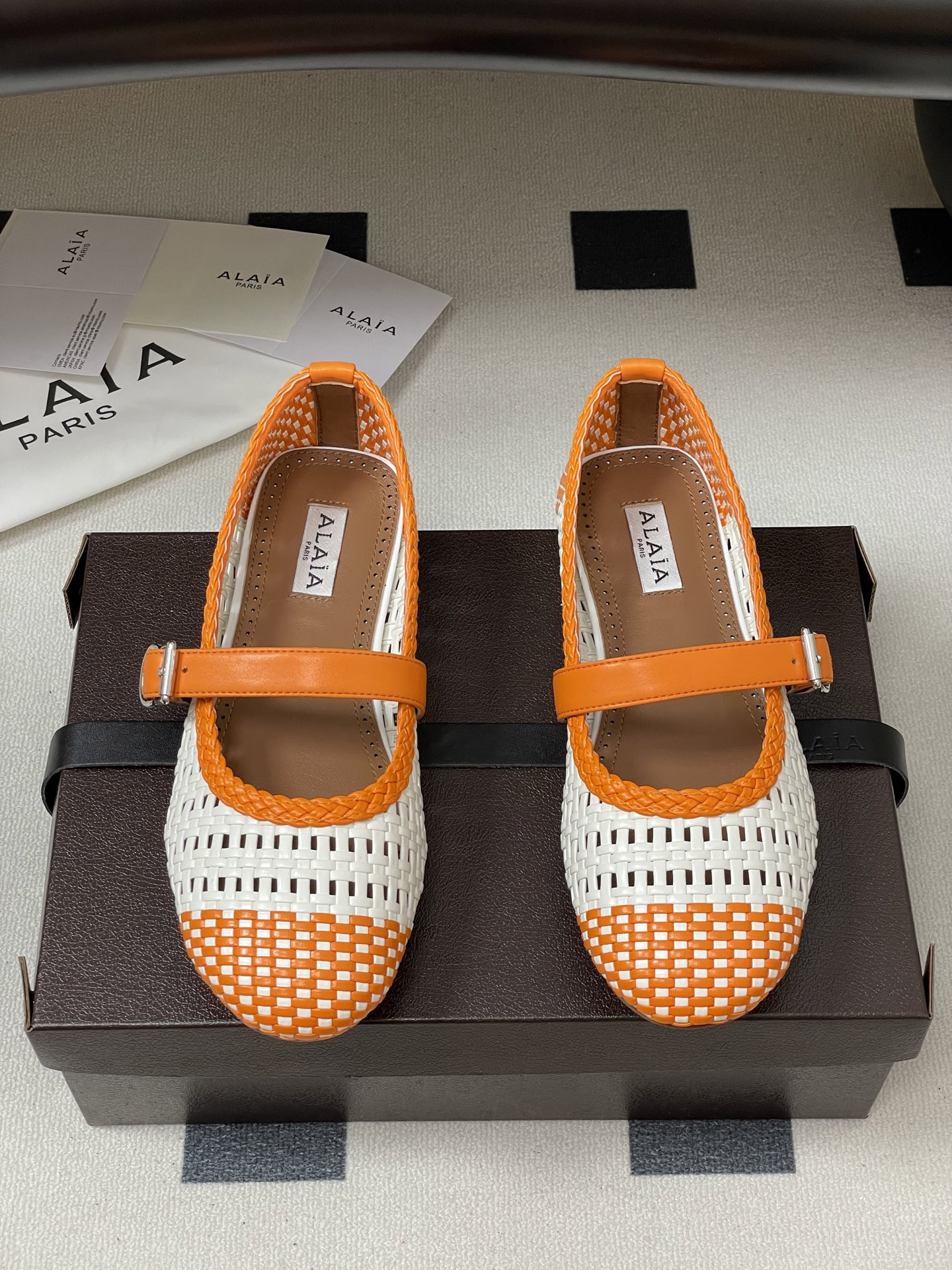 ua alaïa hollow woven mary jane flats(cusT0mized size 7-10 days production time)