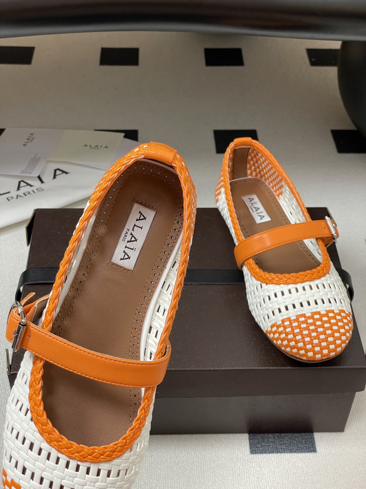 ua alaïa hollow woven mary jane flats(cusT0mized size 7-10 days production time)