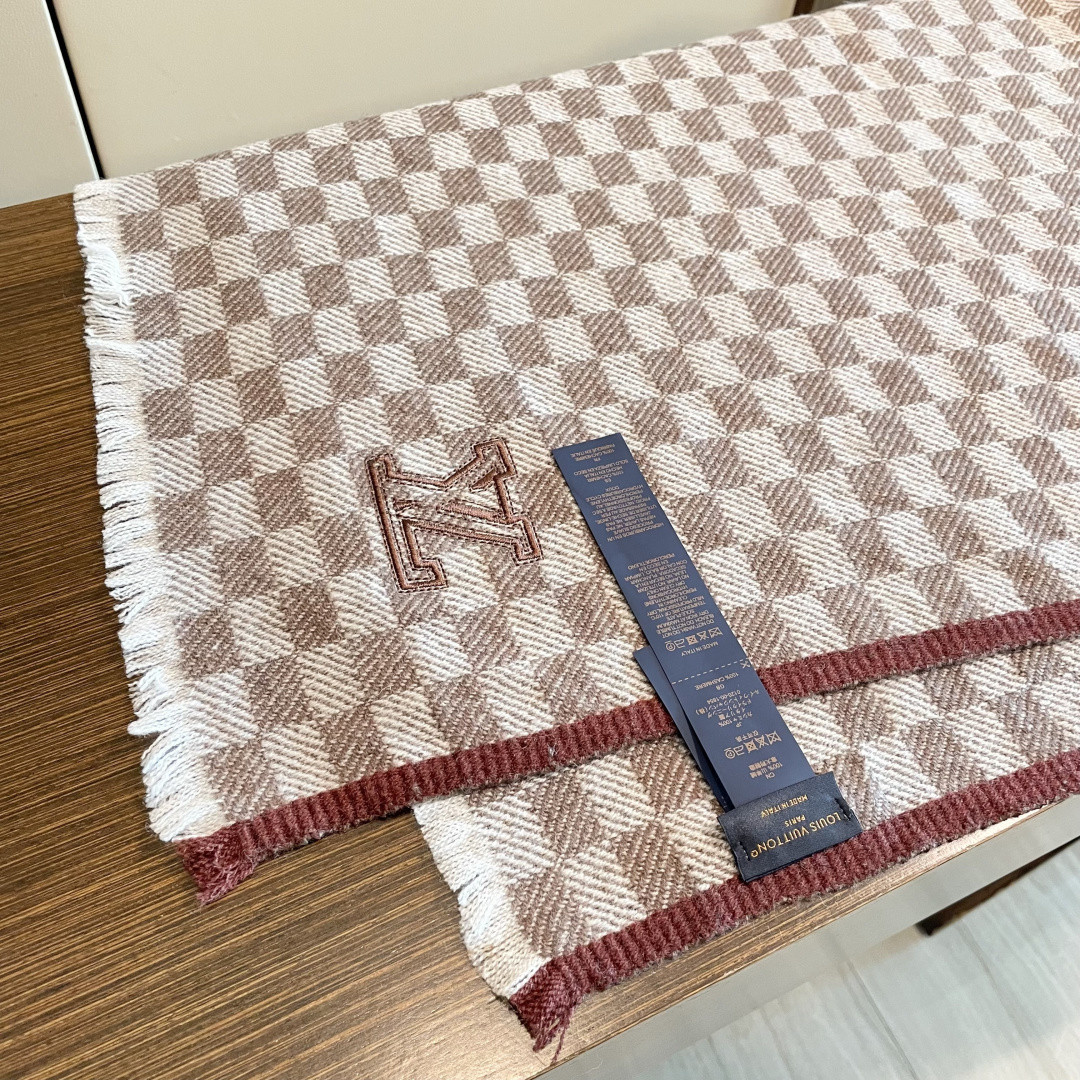 l0*is V*t0n checkered scarf 35x200cm 100% cashmere