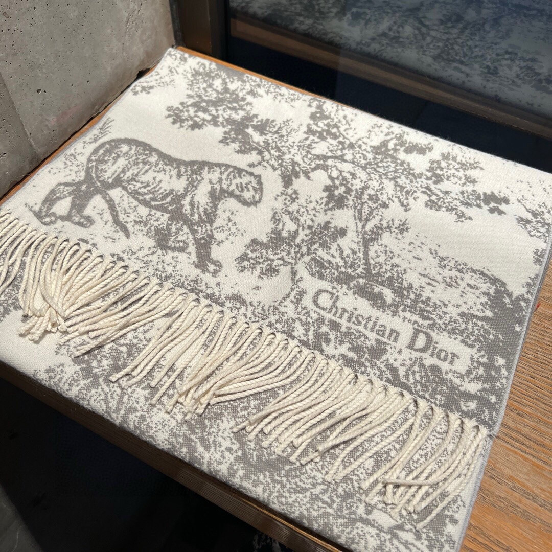 D*or printed scarf 200x45cm 59% cashmere 41% wool