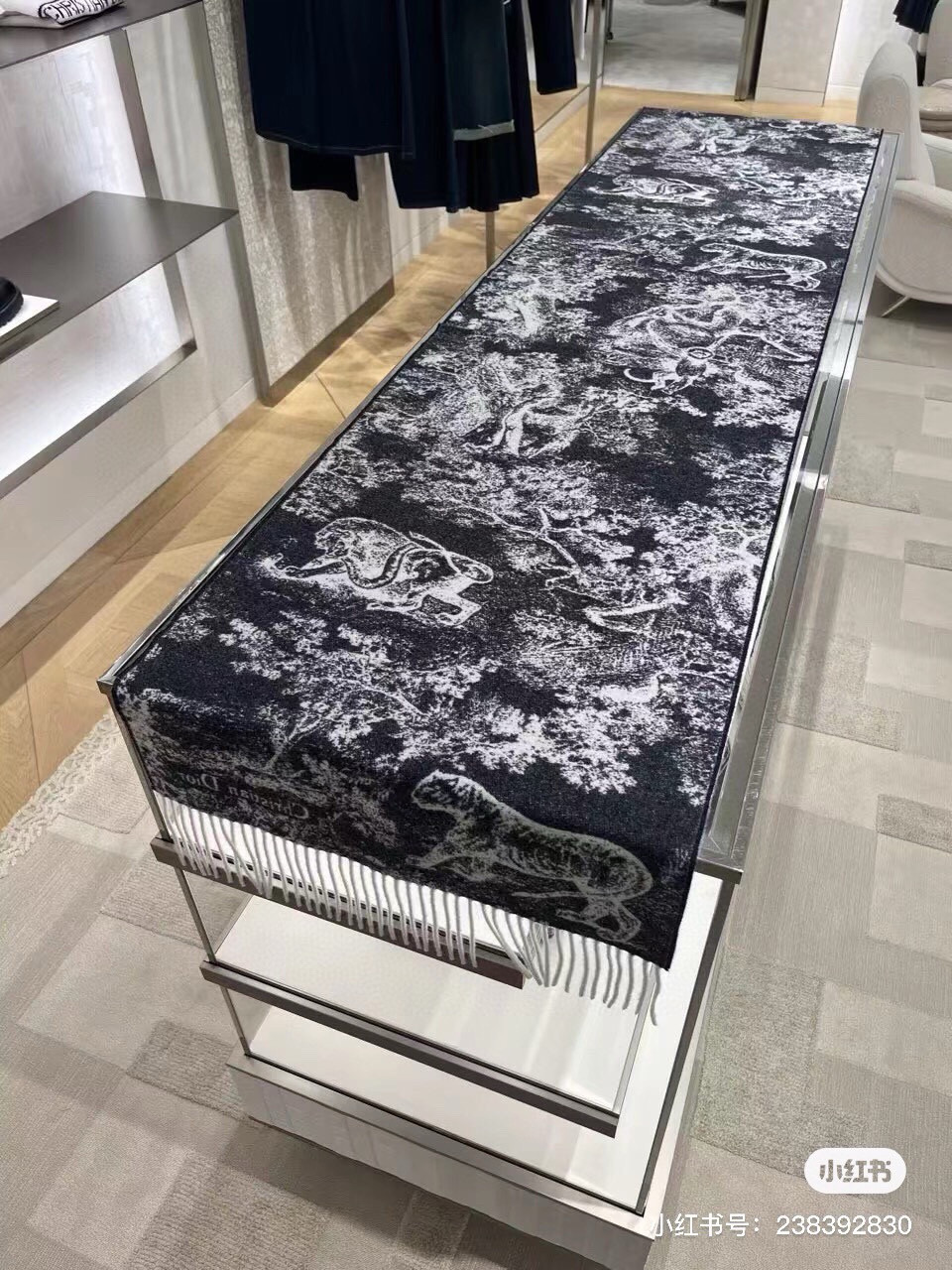 D*or printed scarf 200x45cm 59% cashmere 41% wool