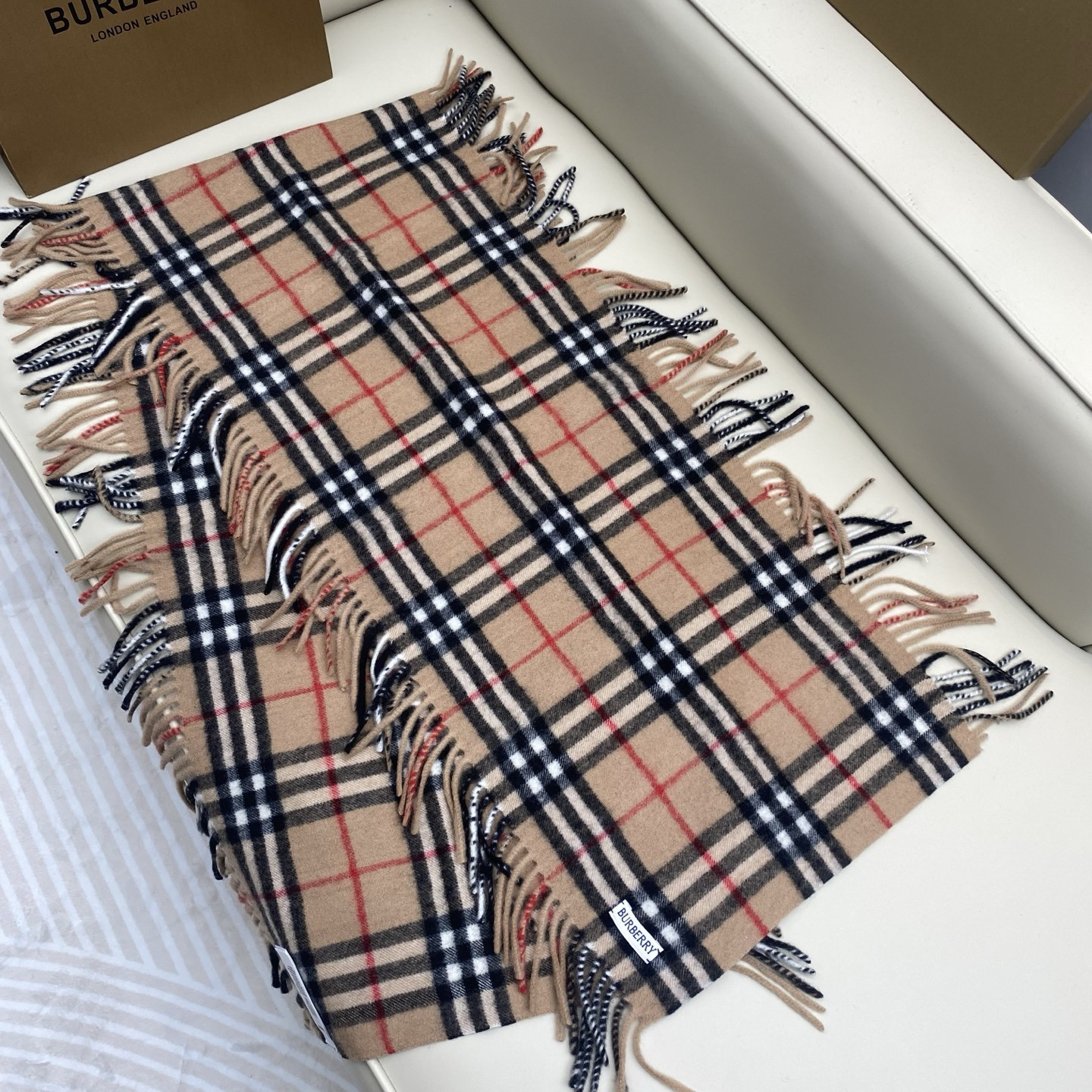 B**rry check cashmere happy scarf 30x155cm