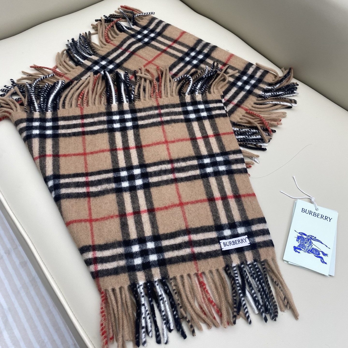 B**rry check cashmere happy scarf 30x155cm