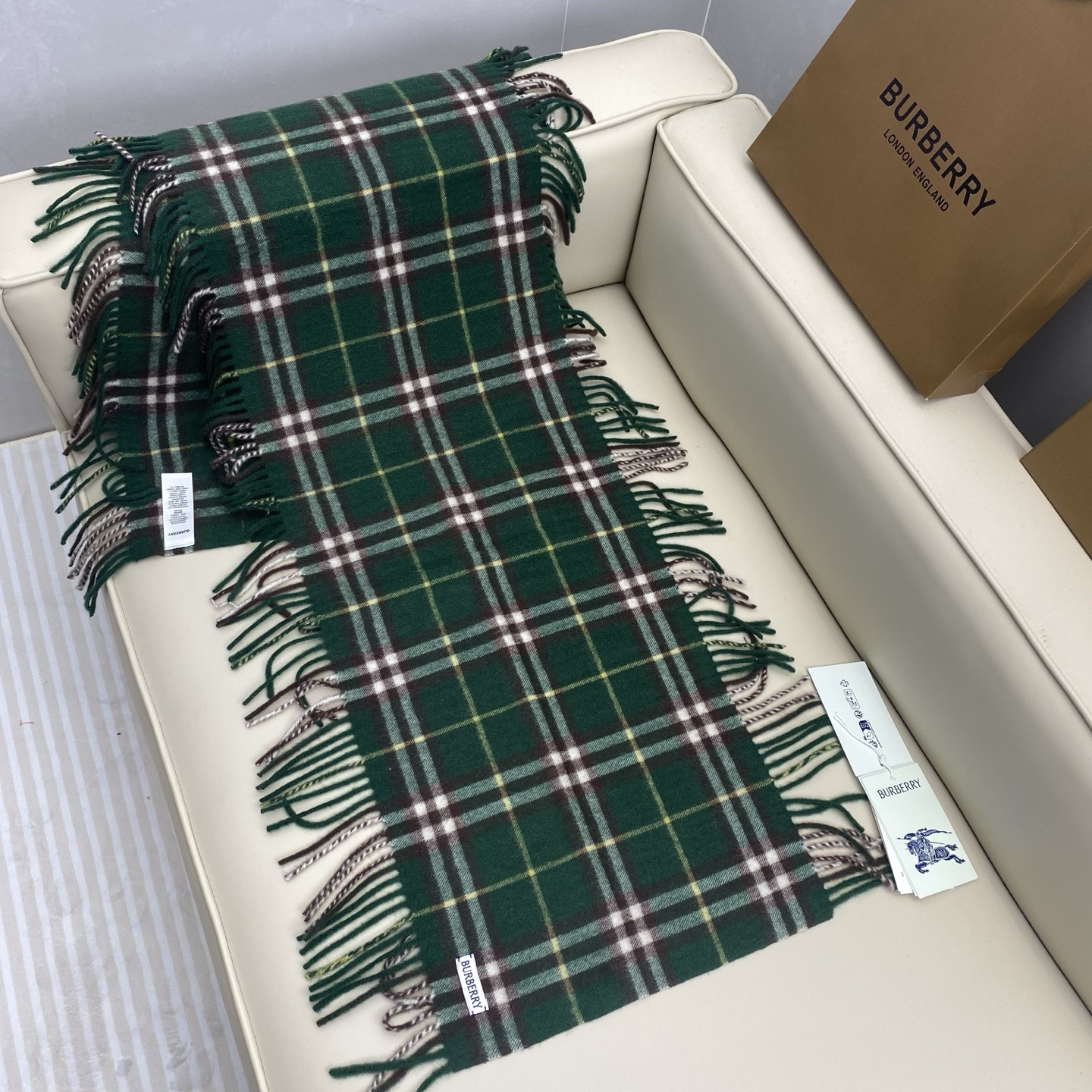 B**rry check cashmere happy scarf 30x155cm