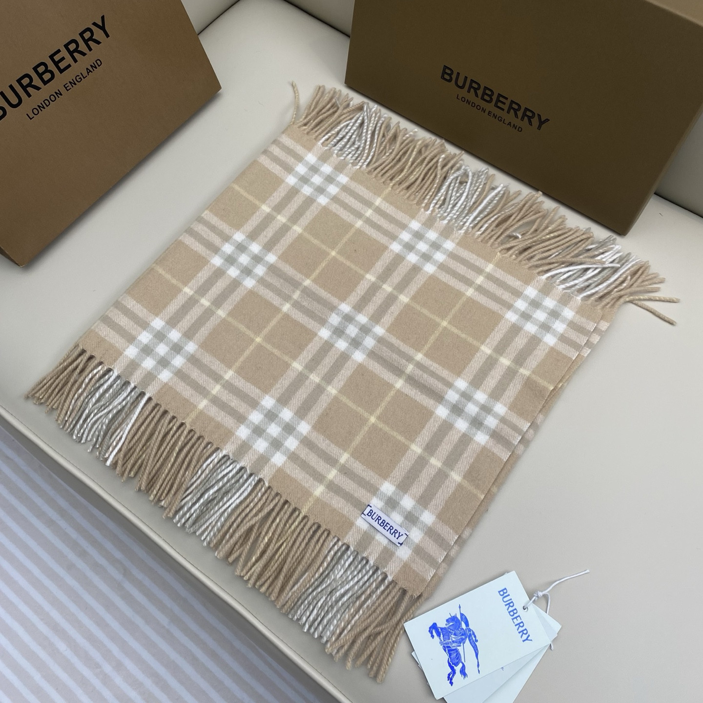 B**rry check cashmere happy scarf 30x155cm