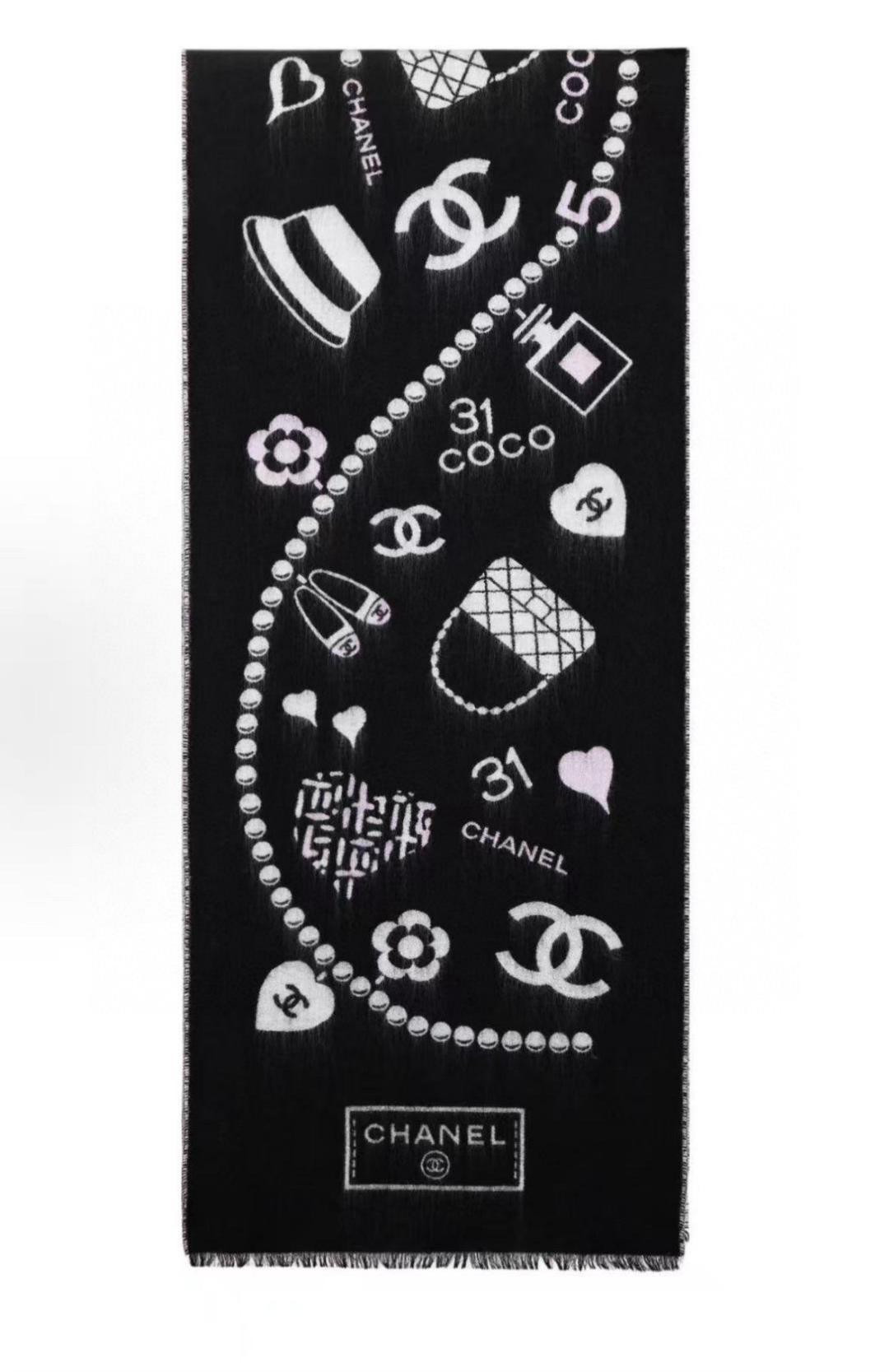 Ch*el scarf 50x200cm 100% cashmere