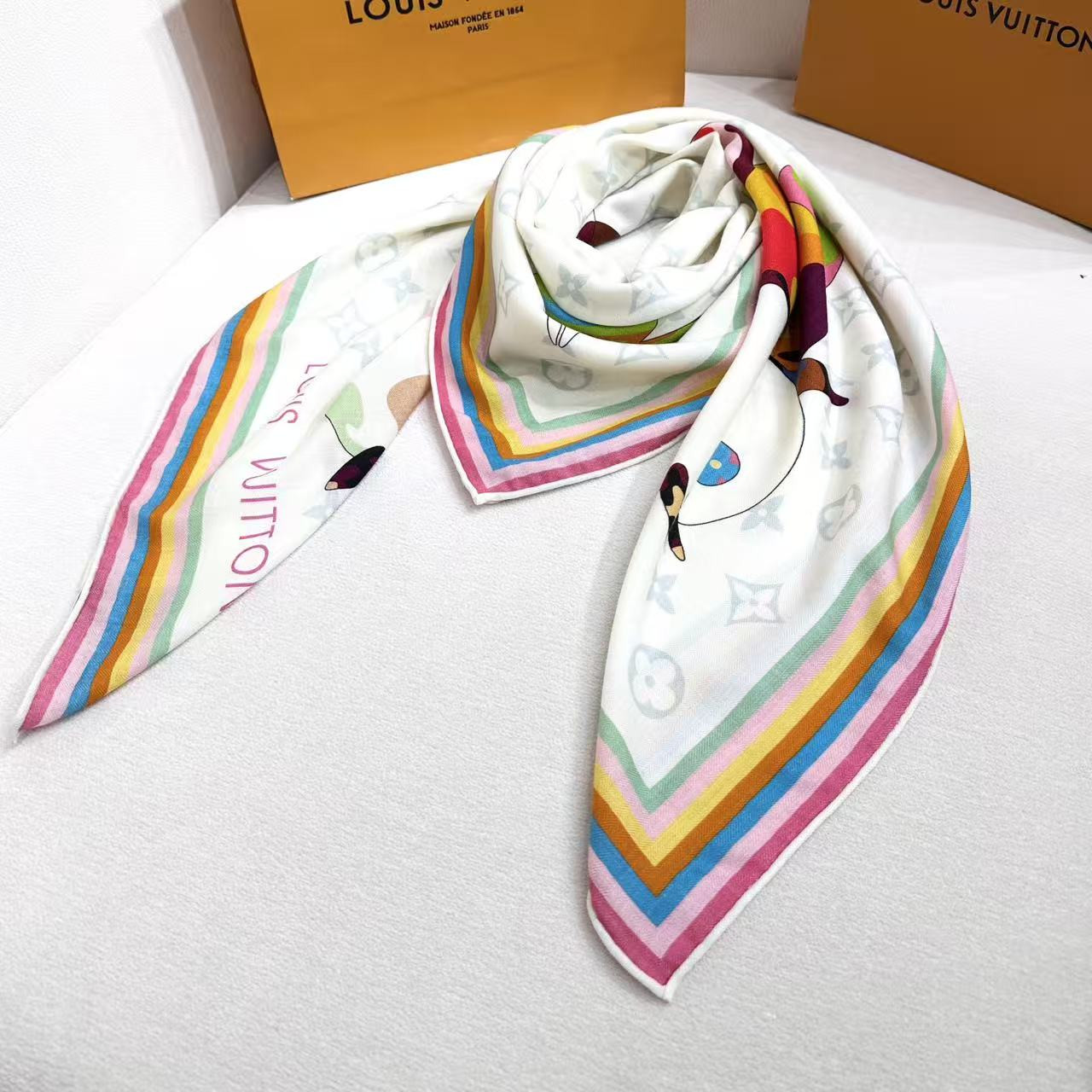 LV x TM scarf 135x135cm 30% silk 70% wool