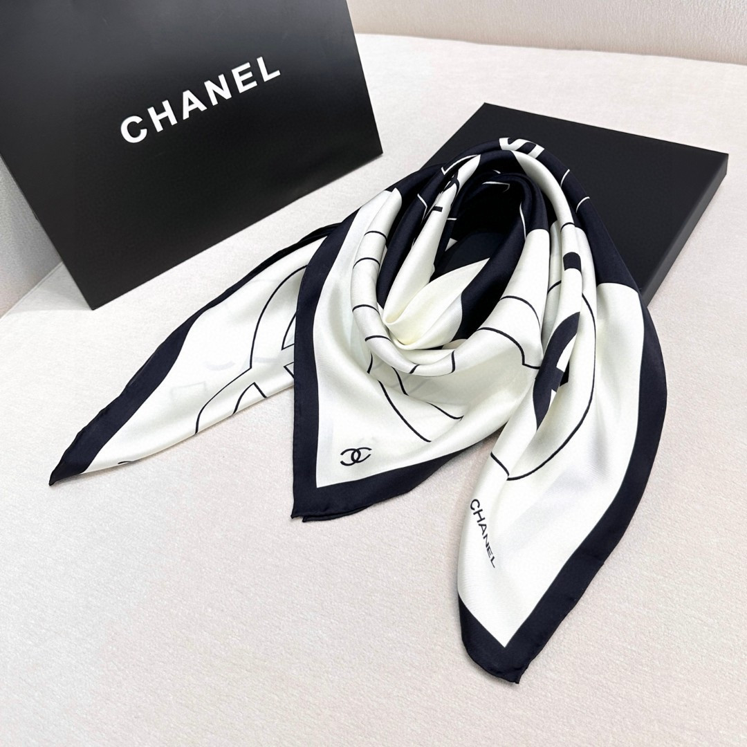 Ch*el silk scarf 90x90cm